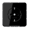 Розетка с/з с защитными шторками (винтовой зажим), цвет Черный, JUNG CD500/CD Plus